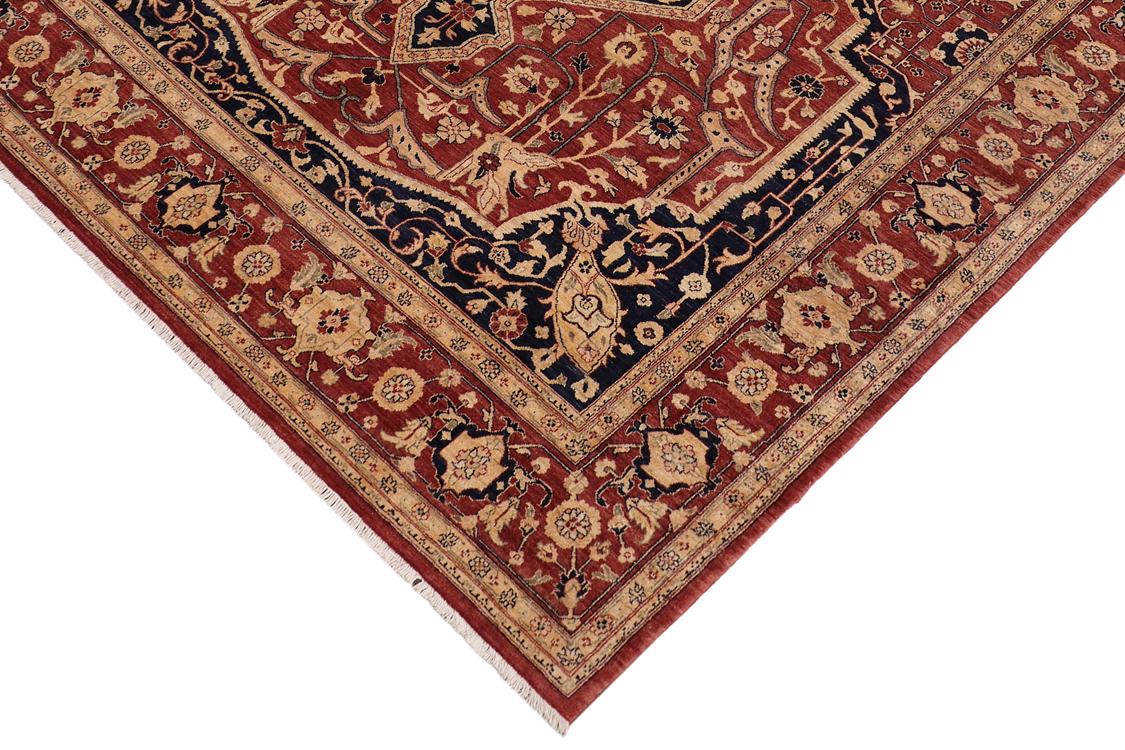 handmade Traditional Kafkaz Rust Blue Hand Knotted RECTANGLE 100% WOOL area rug 10 x 12