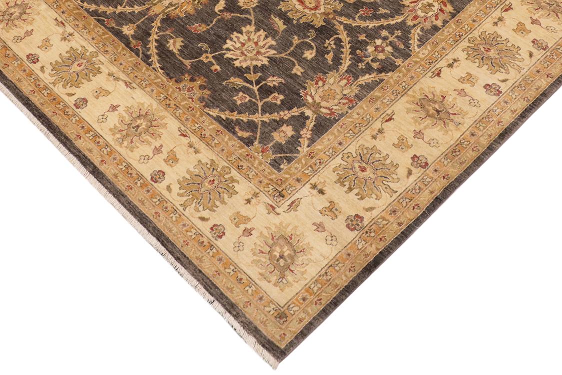 handmade Traditional Kafkaz Charcoal Beige Hand Knotted RECTANGLE 100% WOOL area rug 9 x 12