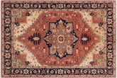 handmade Traditional Kafkaz Rust Blue Hand Knotted RECTANGLE 100% WOOL area rug 9' x 12'