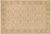 handmade Transitional Kafkaz Tan Green Hand Knotted RECTANGLE 100% WOOL area rug 10' x 14'