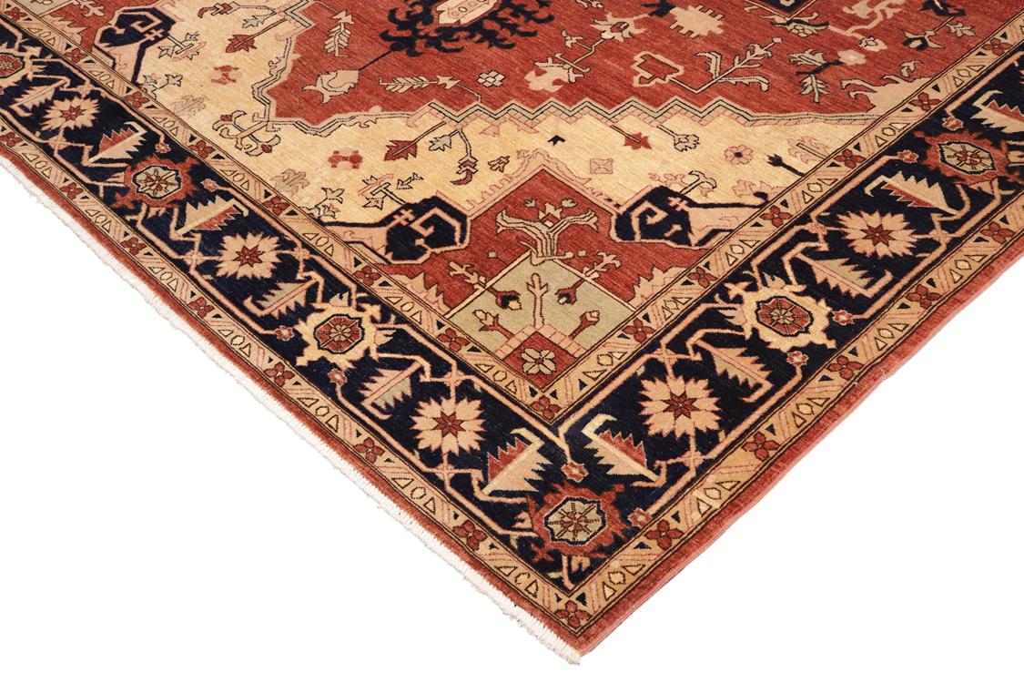 handmade Traditional Kafkaz Rust Blue Hand Knotted RECTANGLE 100% WOOL area rug 10 x 14