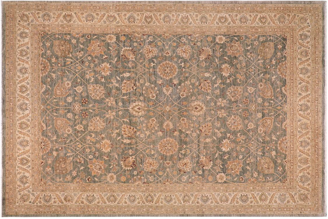 handmade Traditional Kafkaz Grayish Blu Tan Hand Knotted RECTANGLE 100% WOOL area rug 10 x 14