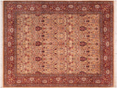 handmade Transitional Mujahid Tan Red Hand Knotted RECTANGLE 100% WOOL area rug 8x10