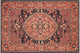 handmade Traditional Kafkaz Blue Orange Hand Knotted RECTANGLE 100% WOOL area rug 6' x 9'