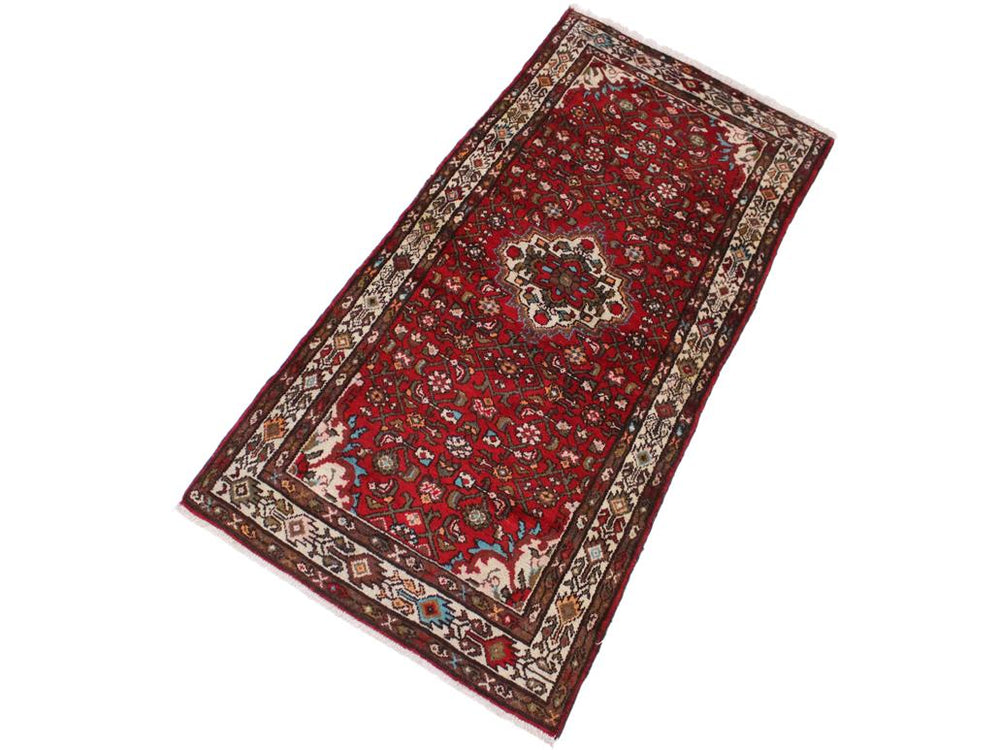 handmade Geometric Kashan Red Ivory Hand Knotted RUNNER WOOL&SILK area rug 3x7