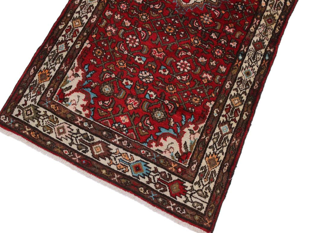 handmade Geometric Kashan Red Ivory Hand Knotted RUNNER WOOL&SILK area rug 3x7