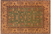 handmade Traditional Antique Green Tan Hand-Woven RECTANGLE 100% WOOL area rug 7x10