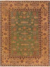 handmade Transitional Antique Green Gold Hand-Woven RECTANGLE 100% WOOL area rug 7x10