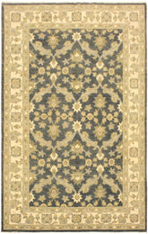 handmade Transitional Kafkaz Charcoal Blue Hand Knotted RECTANGLE 100% WOOL area rug 4X6