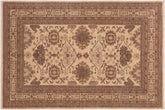 handmade Geometric Kafkaz Beige Tan Hand Knotted RECTANGLE 100% WOOL area rug 6' x 9'