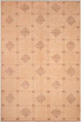 handmade Transitional Kafkaz Beige Tan Hand Knotted RECTANGLE 100% WOOL area rug 6X9