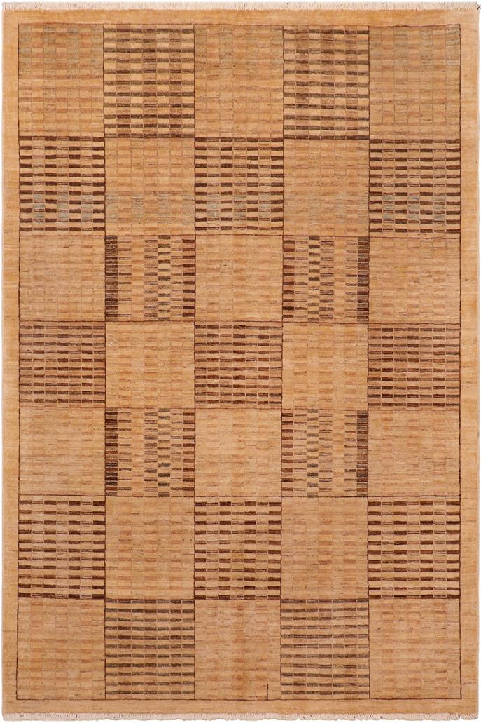 handmade Modern Gabbeh Beige Tan Hand Knotted RECTANGLE 100% WOOL area rug 6 X9