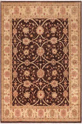 handmade Transitional Kafkaz Brown Beige Hand Knotted RECTANGLE 100% WOOL area rug 8X9