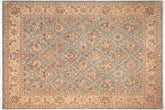handmade Transitional Kafkaz Lt. Green Beige Hand Knotted RECTANGLE 100% WOOL area rug 8' x 10'