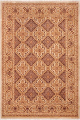 handmade Transitional Kafkaz Brown Gold Hand Knotted RECTANGLE 100% WOOL area rug 6X8
