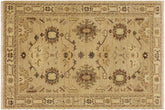 handmade Geometric Kafkaz Tan Lt. Brown Hand Knotted RECTANGLE 100% WOOL area rug 4' x 6'