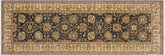 handmade Transitional Kafkaz Charcoal Ivory Hand Knotted RUNNER 100% WOOL area rug 3' x 9'