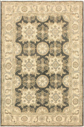 handmade Transitional Kafkaz Gray Ivory Hand Knotted RECTANGLE 100% WOOL area rug 4X6