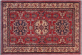 handmade Geometric Super Kazak Red Tan Hand Knotted RECTANGLE 100% WOOL area rug 4' x 6'