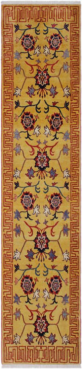 handmade Geometric Super Kazak Gold Red Hand Knotted RUNNER 100% WOOL area rug 3X10