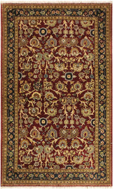 handmade Transitional Red Teal Hand Knotted RECTANGLE 100% WOOL area rug 3'X5'