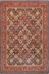 Traditional Kirman Marshall Blue Red Hand Knotted Area rugs 9X12