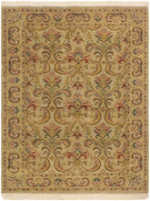 handmade Traditional Taupe Green Hand Knotted RECTANGLE 100% WOOL area rug 4x6