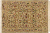 handmade Transitional Taupe Green Hand Knotted RECTANGLE 100% WOOL area rug 4x6