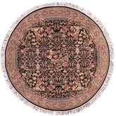handmade Traditional Rasmi Romal Black Gold Hand-made ROUND 100% WOOL area rug 7' x 7'