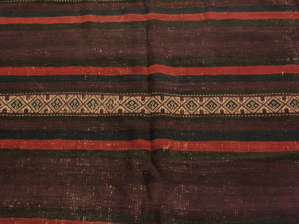 handmade Geometric Kilim Red Orange Hand-Woven RUNNER 100% WOOL area rug 4x7