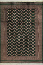 handmade Geometric Bokhara Green Taupe Hand Knotted RECTANGLE 100% WOOL area rug 9X12