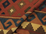 handmade Geometric Kilim Rust Blue Hand-Woven RECTANGLE 100% WOOL area rug 7x10