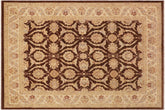 handmade Transitional Kafkaz Brown Beige Hand Knotted RECTANGLE 100% WOOL area rug 9' x 12'