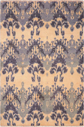 handmade Modern Modern Beige Blue Hand Knotted RECTANGLE 100% WOOL area rug 6X8