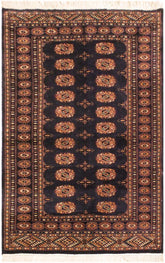 handmade Geometric Bokhara Blue Blue Hand Knotted RECTANGLE 100% WOOL area rug 4X6