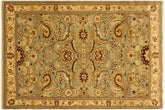 handmade Traditional Lahore Lt. Green Gold Hand Knotted RECTANGLE 100% WOOL area rug 4' x 6'