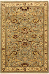 handmade Traditional Lahore Lt. Green Gold Hand Knotted RECTANGLE 100% WOOL area rug 4'X6'