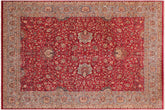 handmade Traditional Kashan Red Lt. Blue Hand Knotted RECTANGLE 100% WOOL area rug 9 x 12