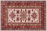 handmade Geometric Super Kazak Beige Red Hand Knotted RECTANGLE 100% WOOL area rug 2' x 3'