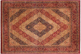 handmade Traditional Compartment Red Tan Hand Knotted RECTANGLE 100% WOOL area rug 9 x 12