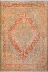 Antique Keenan Green/Rust Wool Rug - 9'3''X12'2''