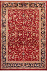 Traditional Agra Harrison Red Blue Hand Knotted Area rugs 9X12