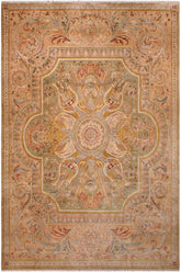 Traditional Firdous Watson Lt. Green Tan Hand Knotted Area rugs 9X12
