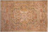 handmade Traditional Firdous Lt. Green Tan Hand Knotted RECTANGLE 100% WOOL area rug 9x13