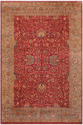Traditional Agra Baylee Red Lt. Blue Hand Knotted Area rugs 9X12