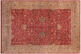 handmade Traditional Agra Red Lt. Blue Hand Knotted RECTANGLE 100% WOOL area rug 9 x 12