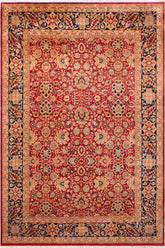 Traditional Mahal Noah Red Blue Hand Knotted Area rugs 9X12