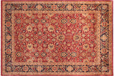 handmade Traditional Mahal Red Blue RECTANGLE 100% WOOL area rug 9x12