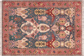 handmade Traditional Kafkaz Blue Pink Hand Knotted RECTANGLE 100% WOOL area rug 8' x 10'