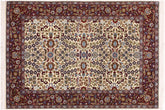 handmade Traditional Hereke Ivory Red Hand Knotted RECTANGLE WOOL&SILK area rug 4' x 6'